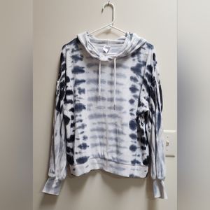Te Verde Navy Blue and White Tie dyed Hoodie Size Large